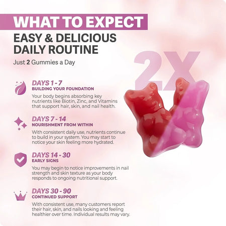 Rosabella Biotin Gummies (5000mg) for Hair, Skin & Nails Growth-